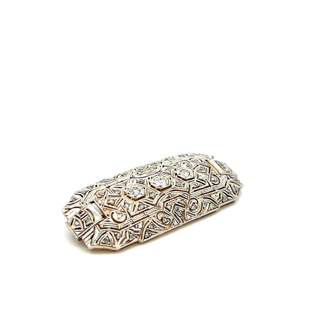 0.58 Carat Old European Cut I SI Diamond Platinum Pin Brooch