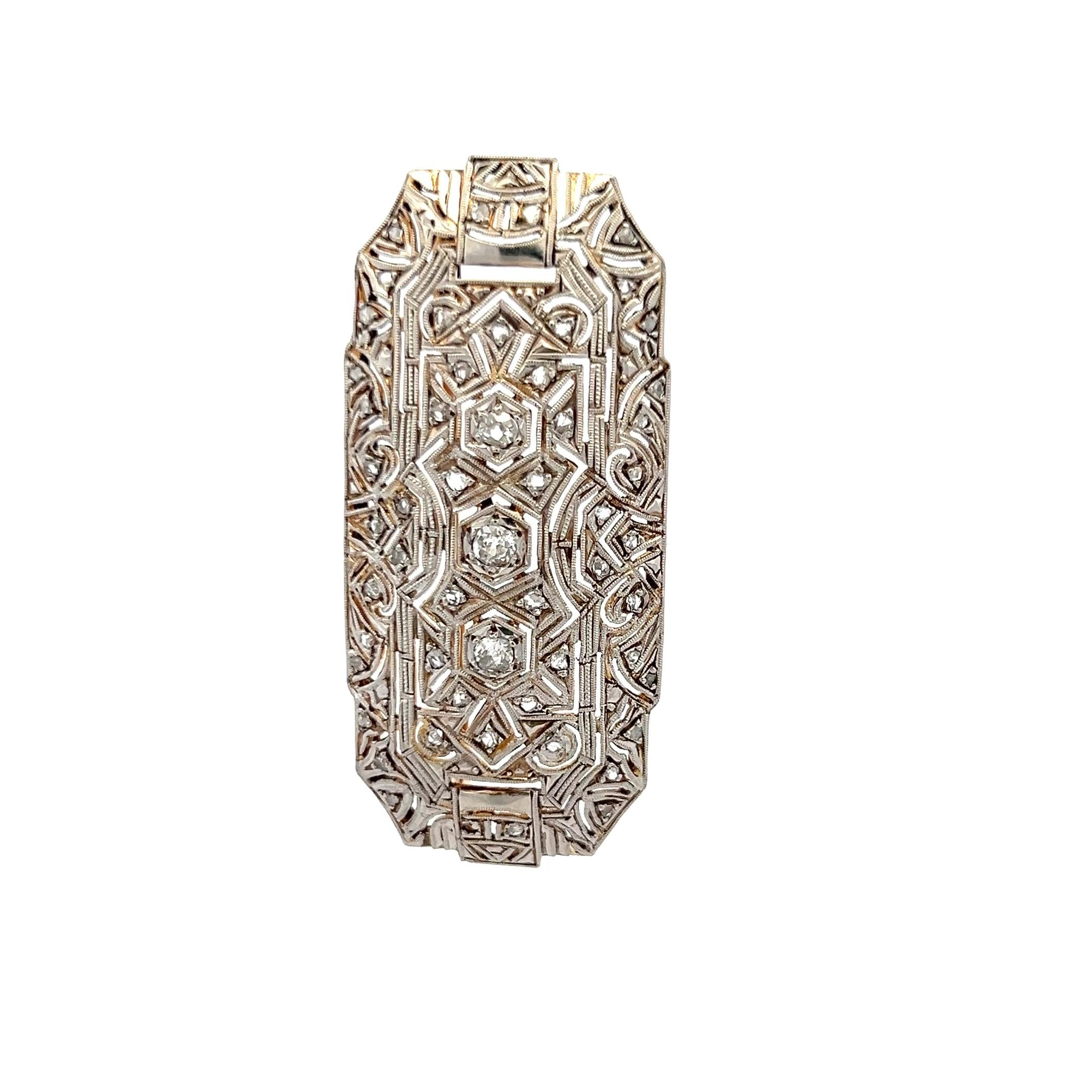 0.58 Carat Old European Cut I SI Diamond Platinum Pin Brooch