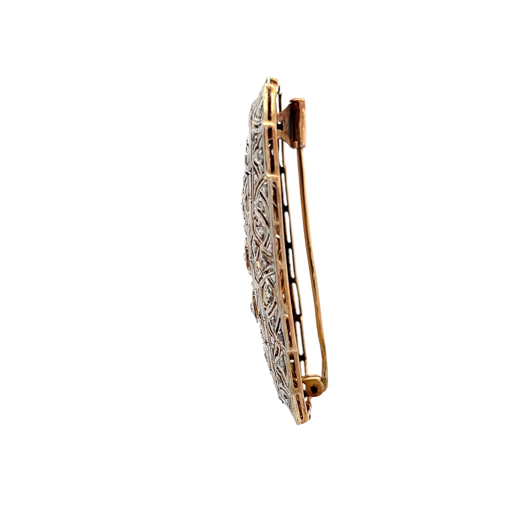0.58 Carat Old European Cut I SI Diamond Platinum Pin Brooch