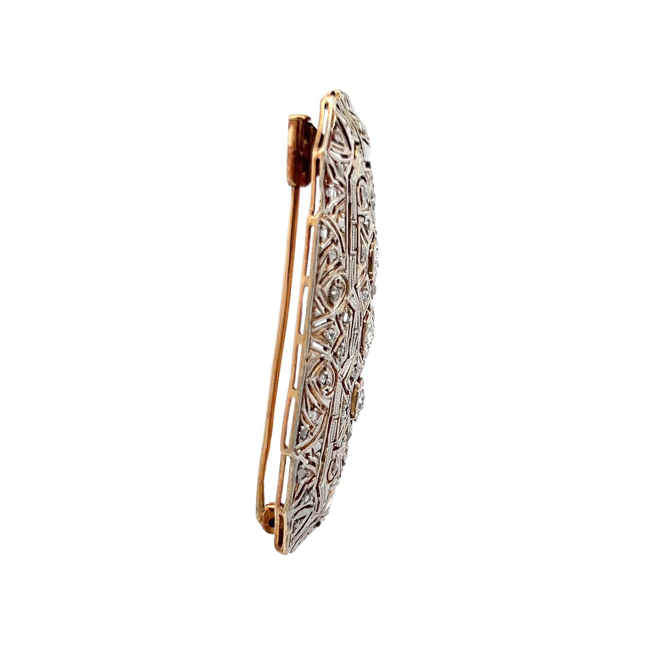 0.58 Carat Old European Cut I SI Diamond Platinum Pin Brooch