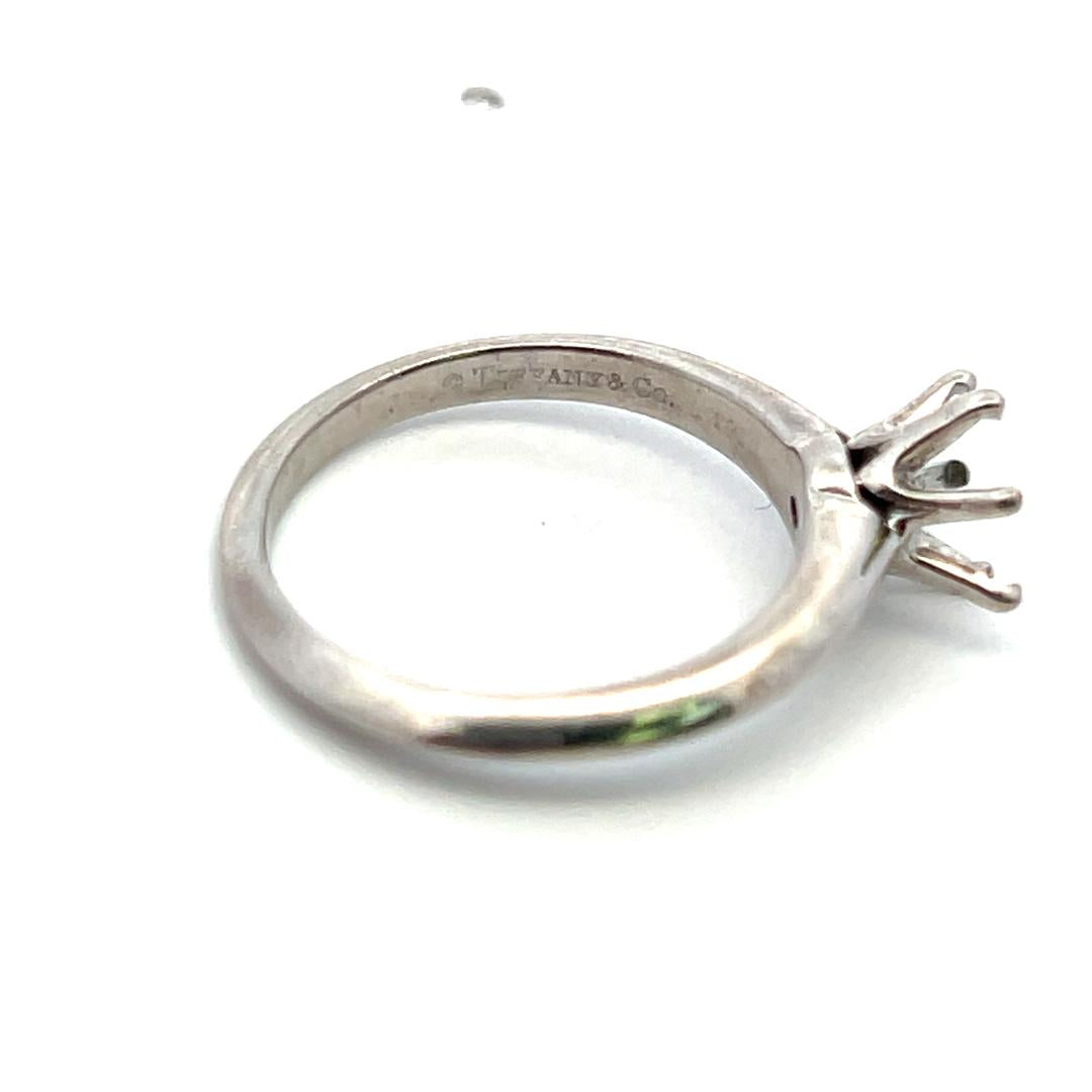 Tiffany & Co Vintage 4.20 Grams Size 4.5 Platinum Semi Mount Ring Holds 0.8 CT