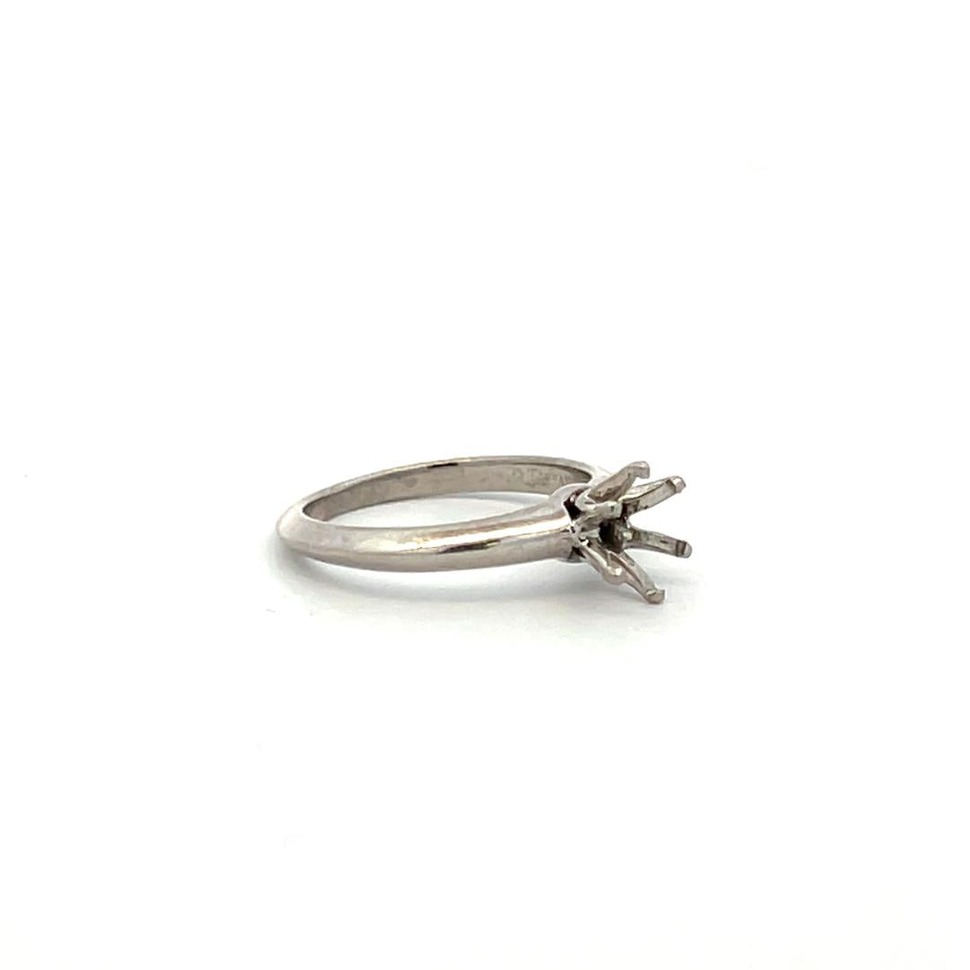 Tiffany & Co Vintage 4.20 Grams Size 4.5 Platinum Semi Mount Ring Holds 0.8 CT