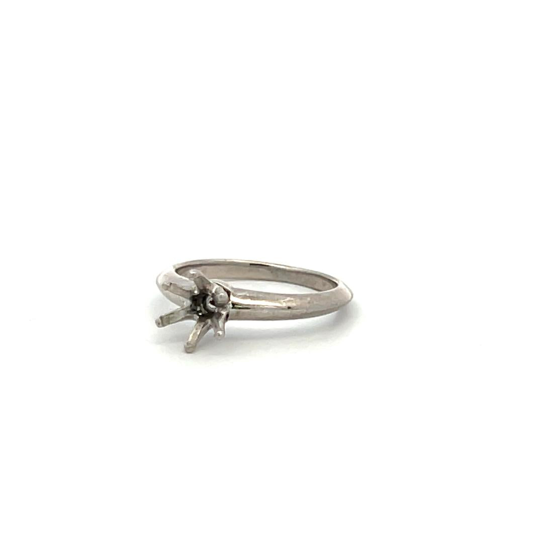 Tiffany & Co Vintage 4.20 Grams Size 4.5 Platinum Semi Mount Ring Holds 0.8 CT
