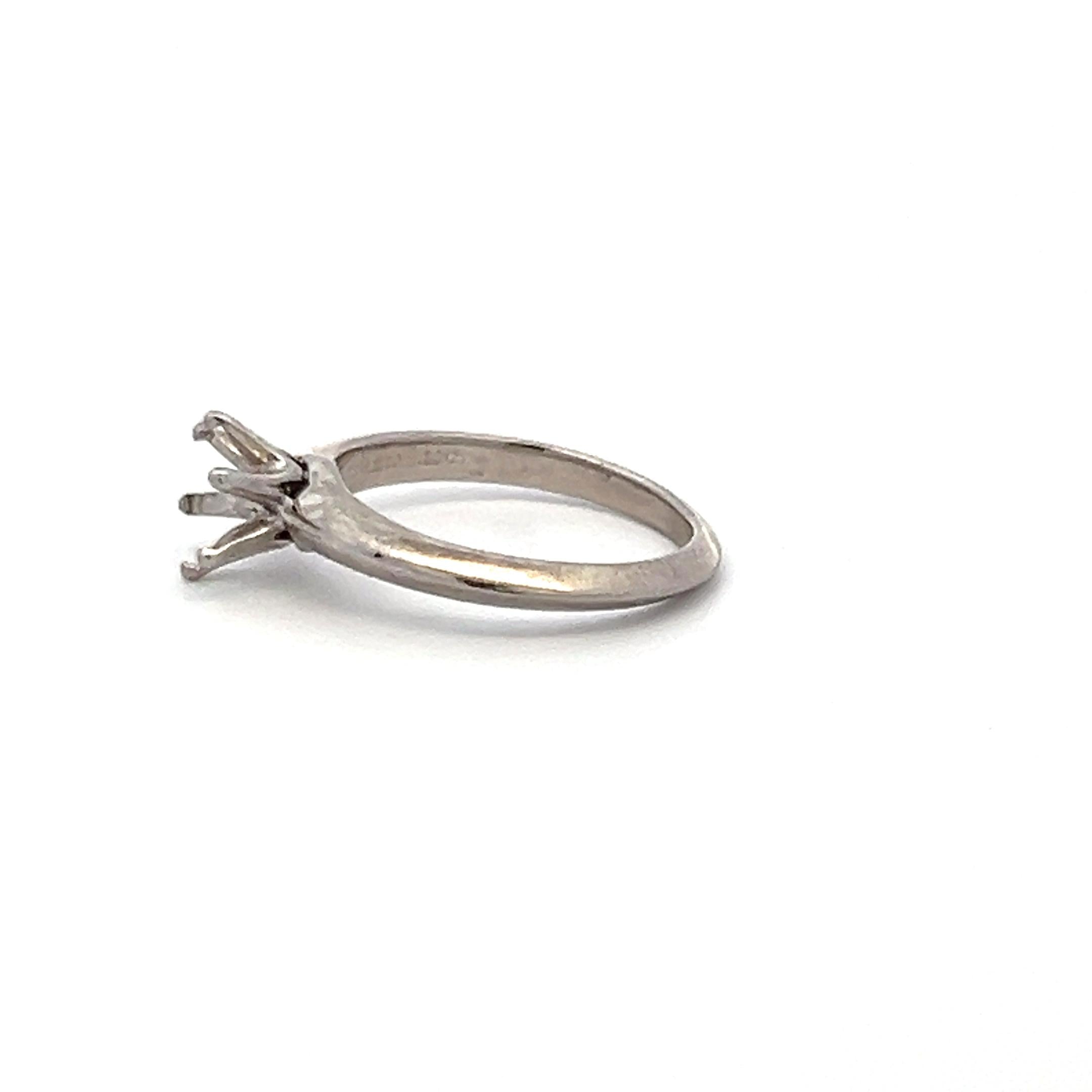 Tiffany & Co Vintage 4.20 Grams Size 4.5 Platinum Semi Mount Ring Holds 0.8 CT