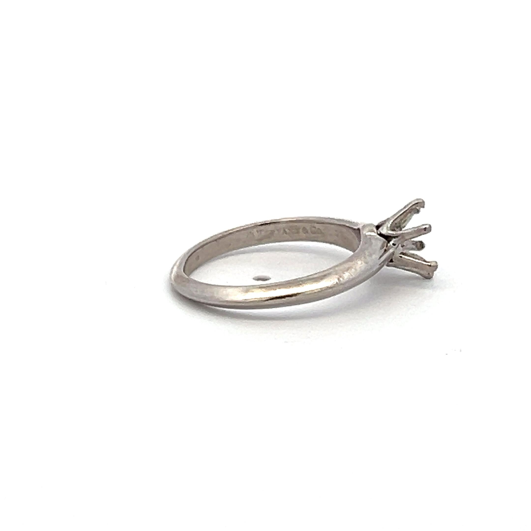 Tiffany & Co Vintage 4.20 Grams Size 4.5 Platinum Semi Mount Ring Holds 0.8 CT
