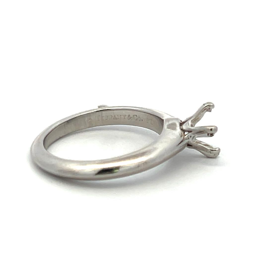 Tiffany & Co Vintage 5.10 Grams Size 4 Platinum Semi Mount Ring Holds 0.8 carat