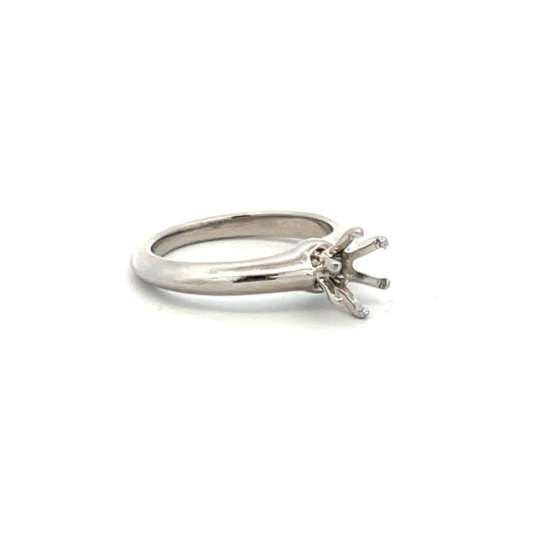 Tiffany & Co Vintage 5.10 Grams Size 4 Platinum Semi Mount Ring Holds 0.8 carat