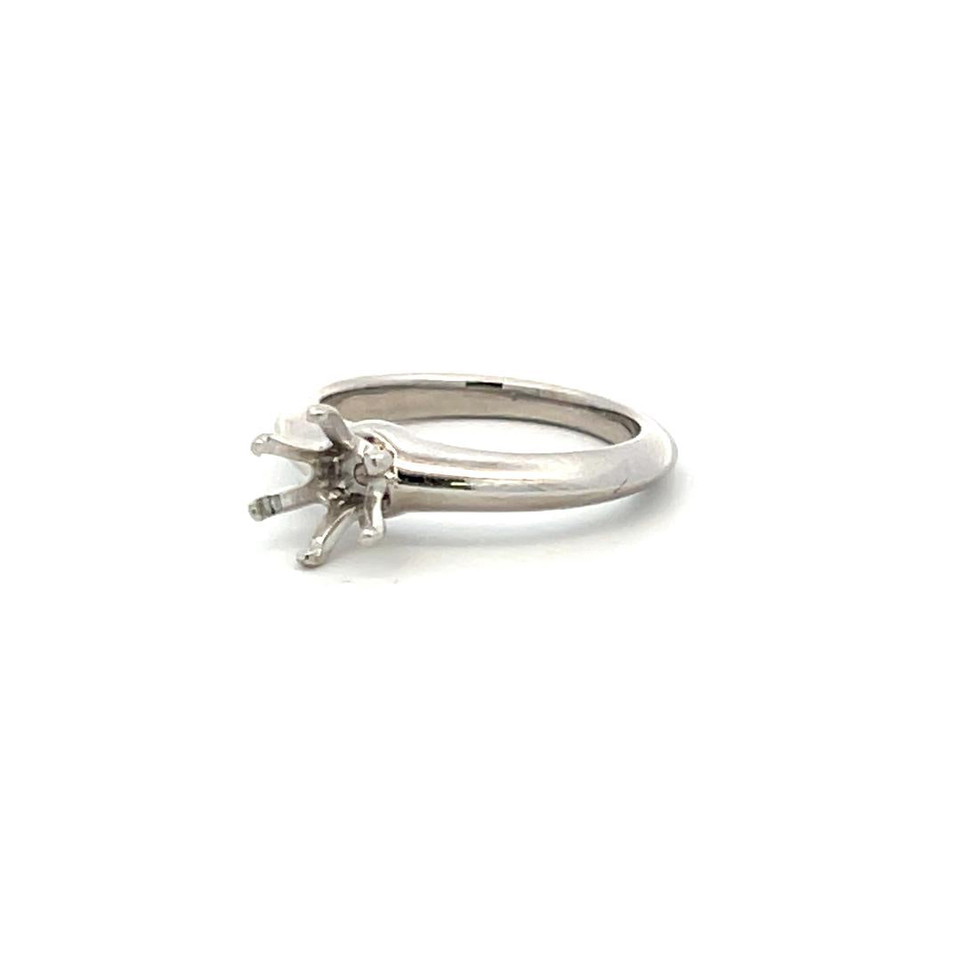 Tiffany & Co Vintage 5.10 Grams Size 4 Platinum Semi Mount Ring Holds 0.8 carat