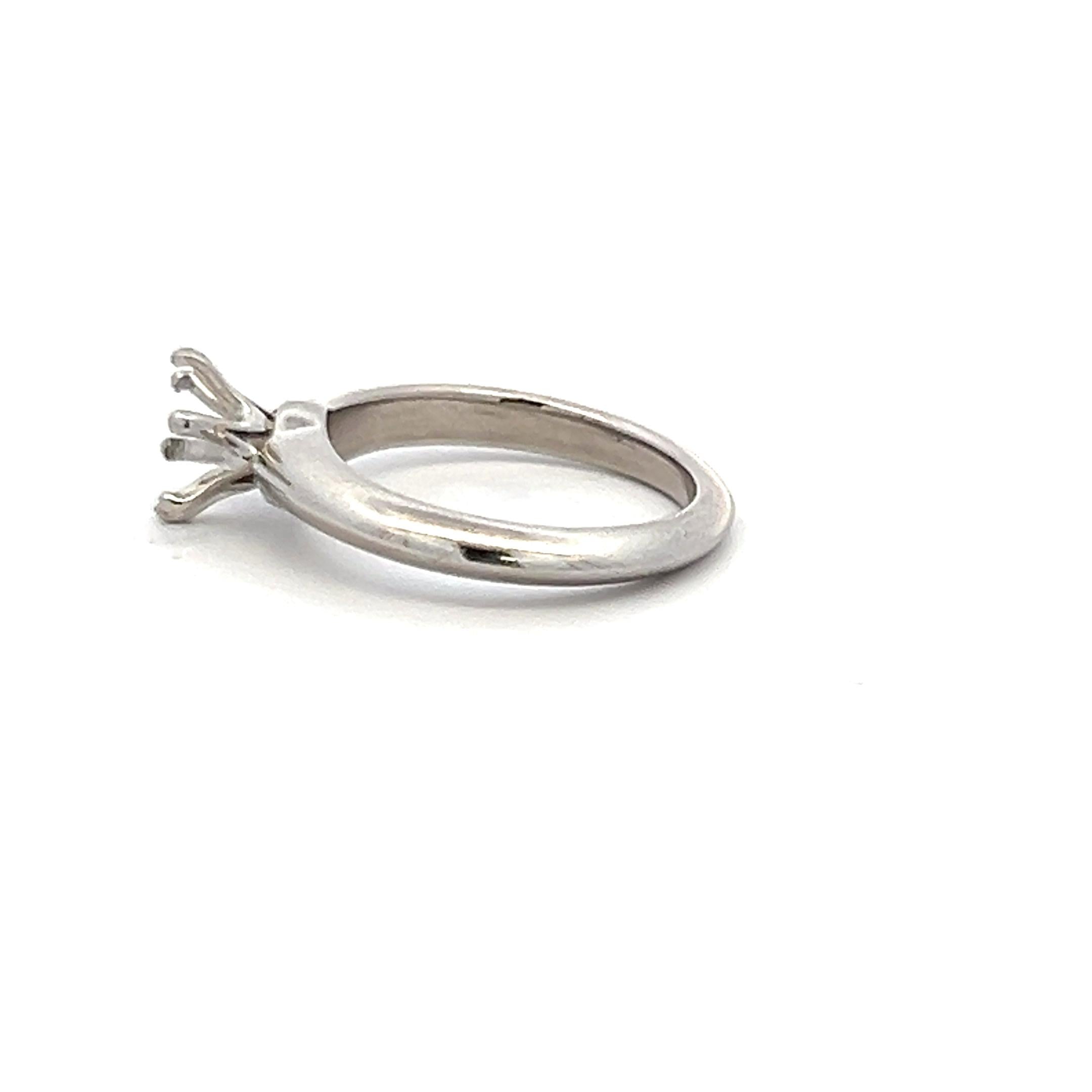 Tiffany & Co Vintage 5.10 Grams Size 4 Platinum Semi Mount Ring Holds 0.8 carat