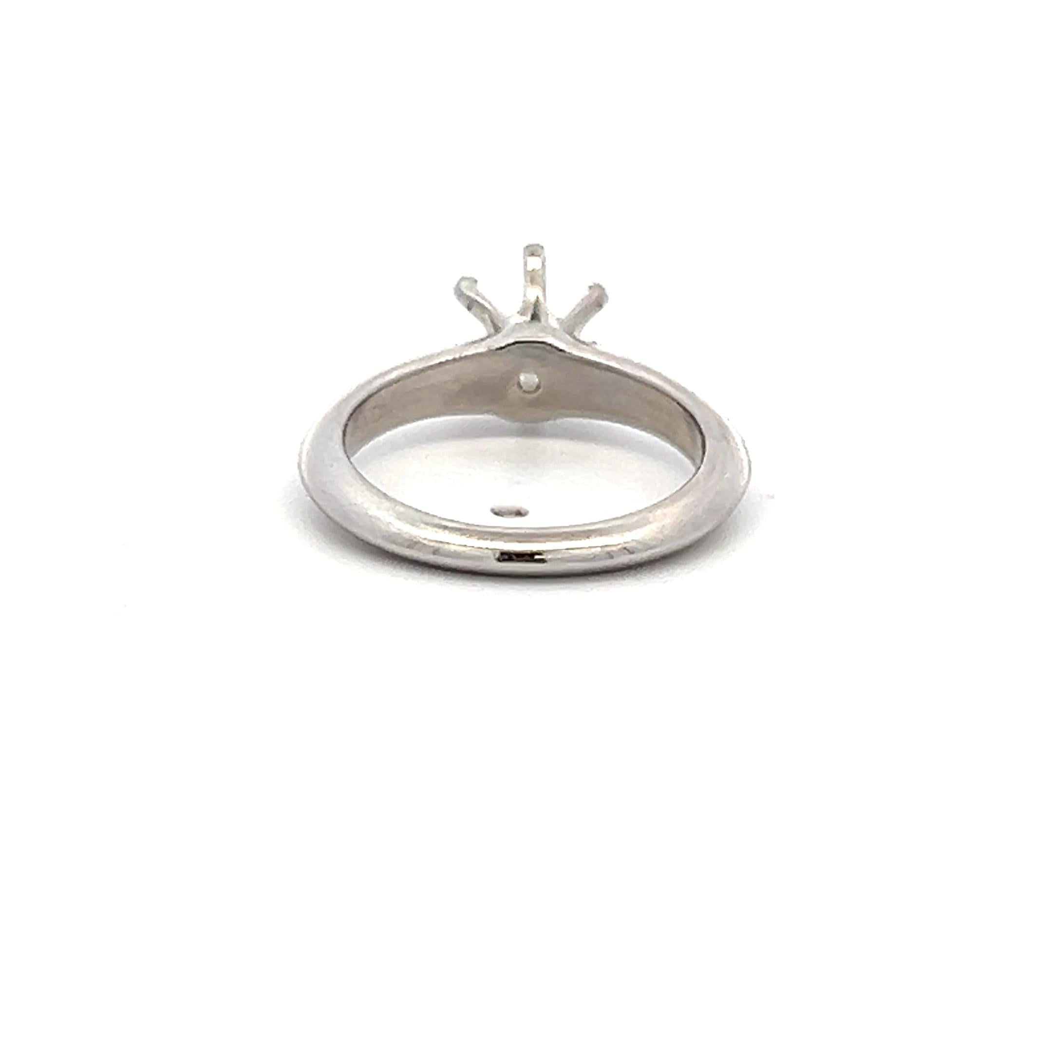 Tiffany & Co Vintage 5.10 Grams Size 4 Platinum Semi Mount Ring Holds 0.8 carat