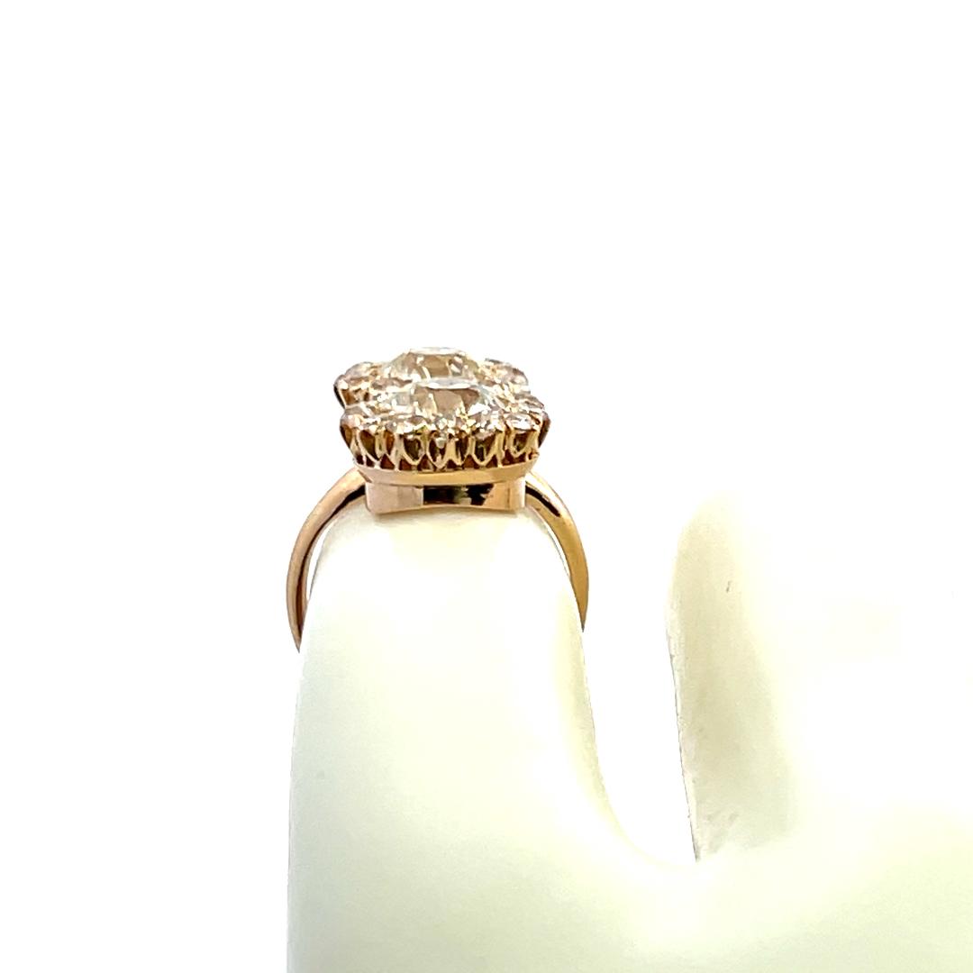 0.72 Carat Old European Cut H VS Diamond 18 Karat Yellow Gold Cocktail Ring
