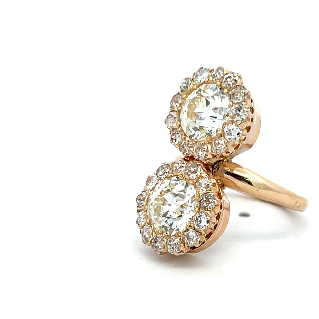 0.72 Carat Old European Cut H VS Diamond 18 Karat Yellow Gold Cocktail Ring