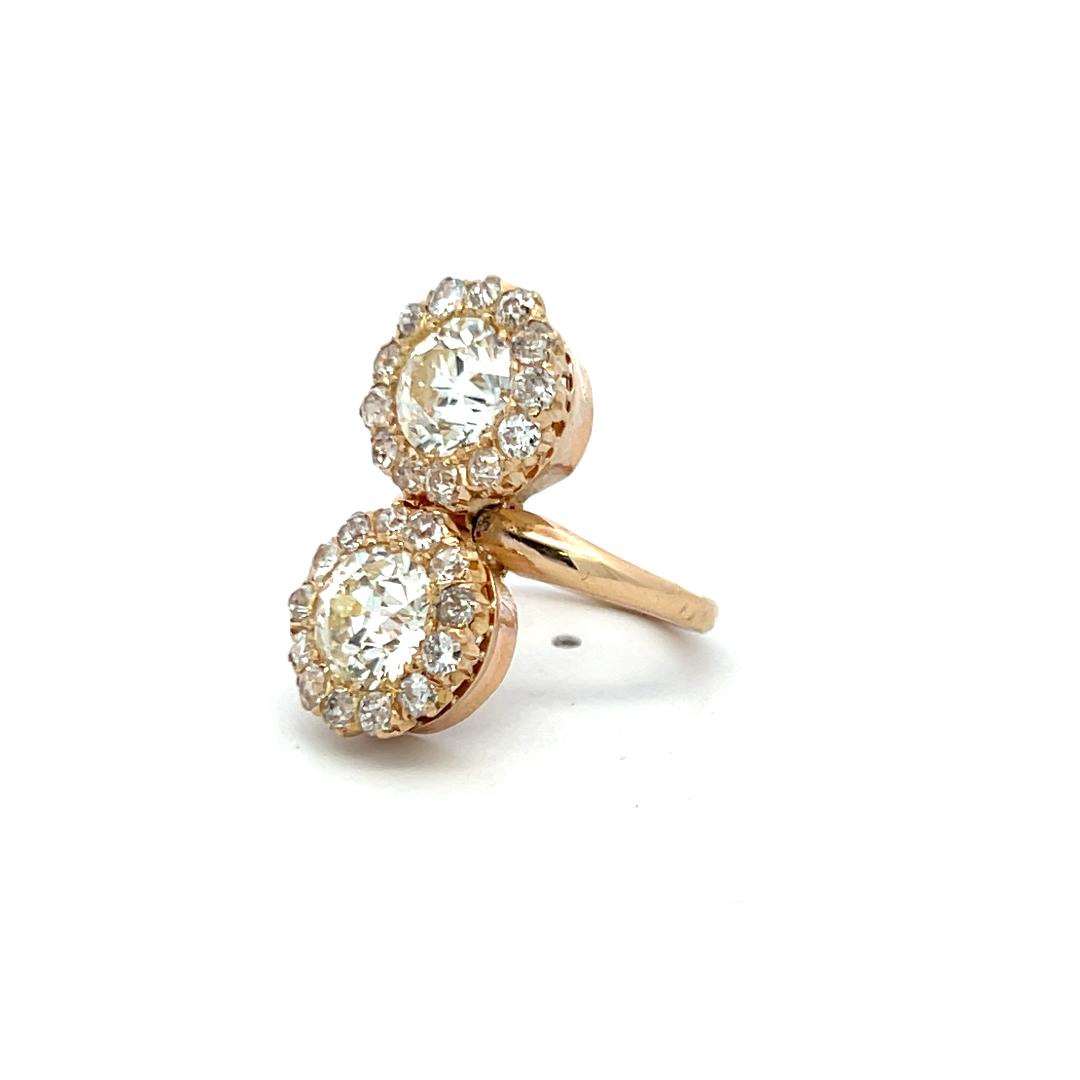 0.72 Carat Old European Cut H VS Diamond 18 Karat Yellow Gold Cocktail Ring