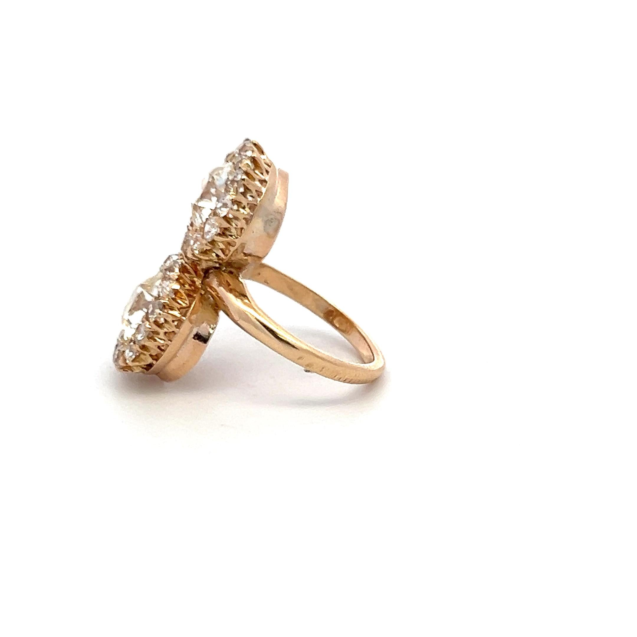0.72 Carat Old European Cut H VS Diamond 18 Karat Yellow Gold Cocktail Ring