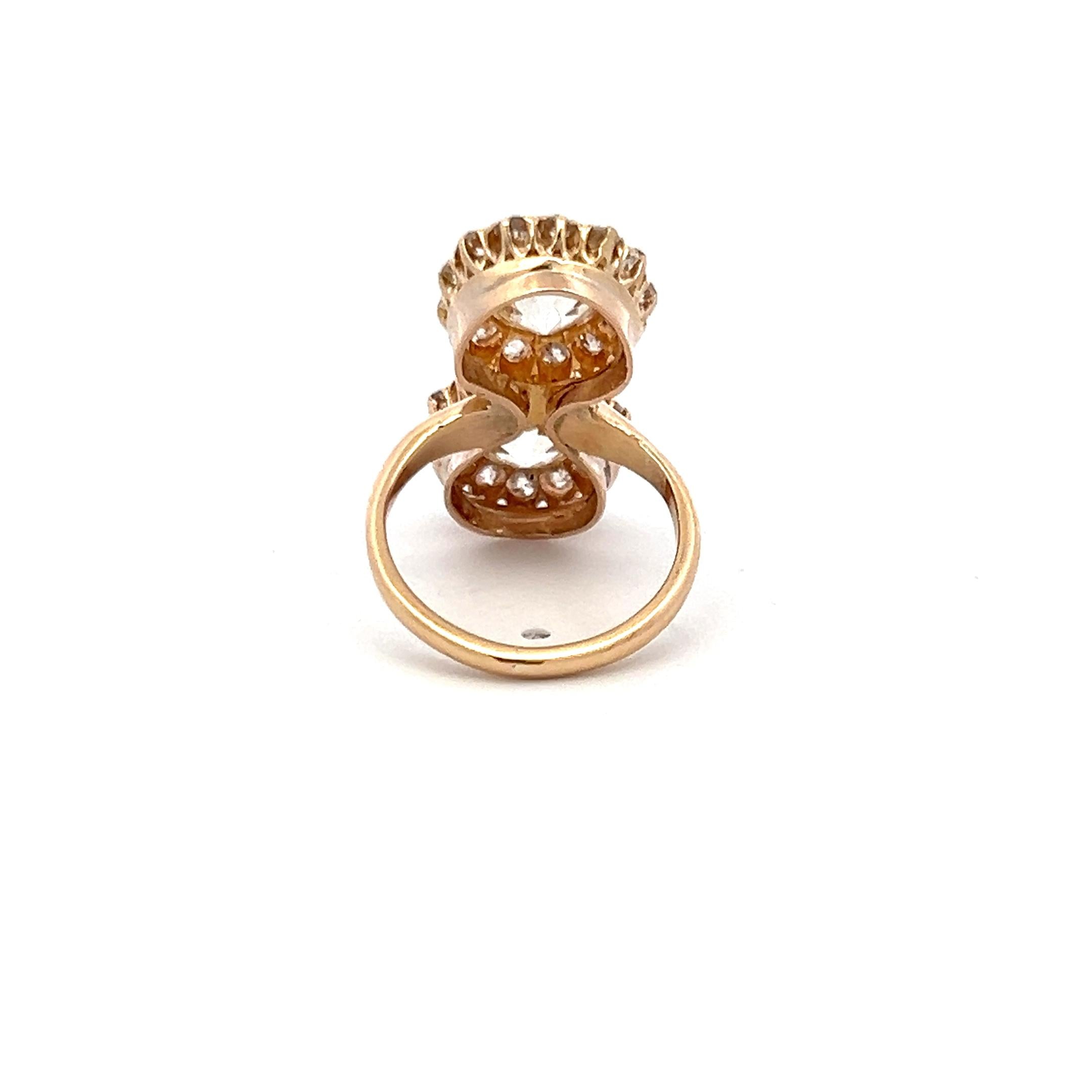 0.72 Carat Old European Cut H VS Diamond 18 Karat Yellow Gold Cocktail Ring