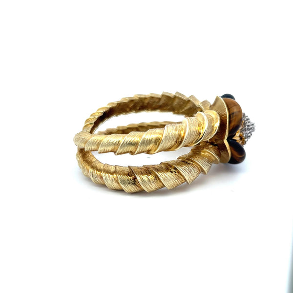 1.35 Carat Round Brilliant H VS Diamond 18 Karat Yellow Gold Bangle Bracelet