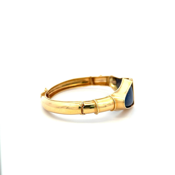 Lalaoonis 22.2-15.60MM Lapis Lazuli 18 Karat Yellow Gold Bangle Bracelet