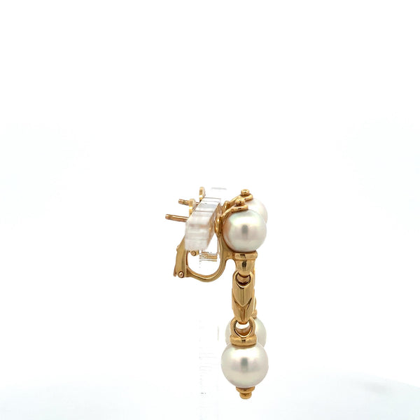 Bvlgari 8.5-9.6MM Pearl Vintage 15.20 Grams 18 Karat Yellow Gold Drop Earrings