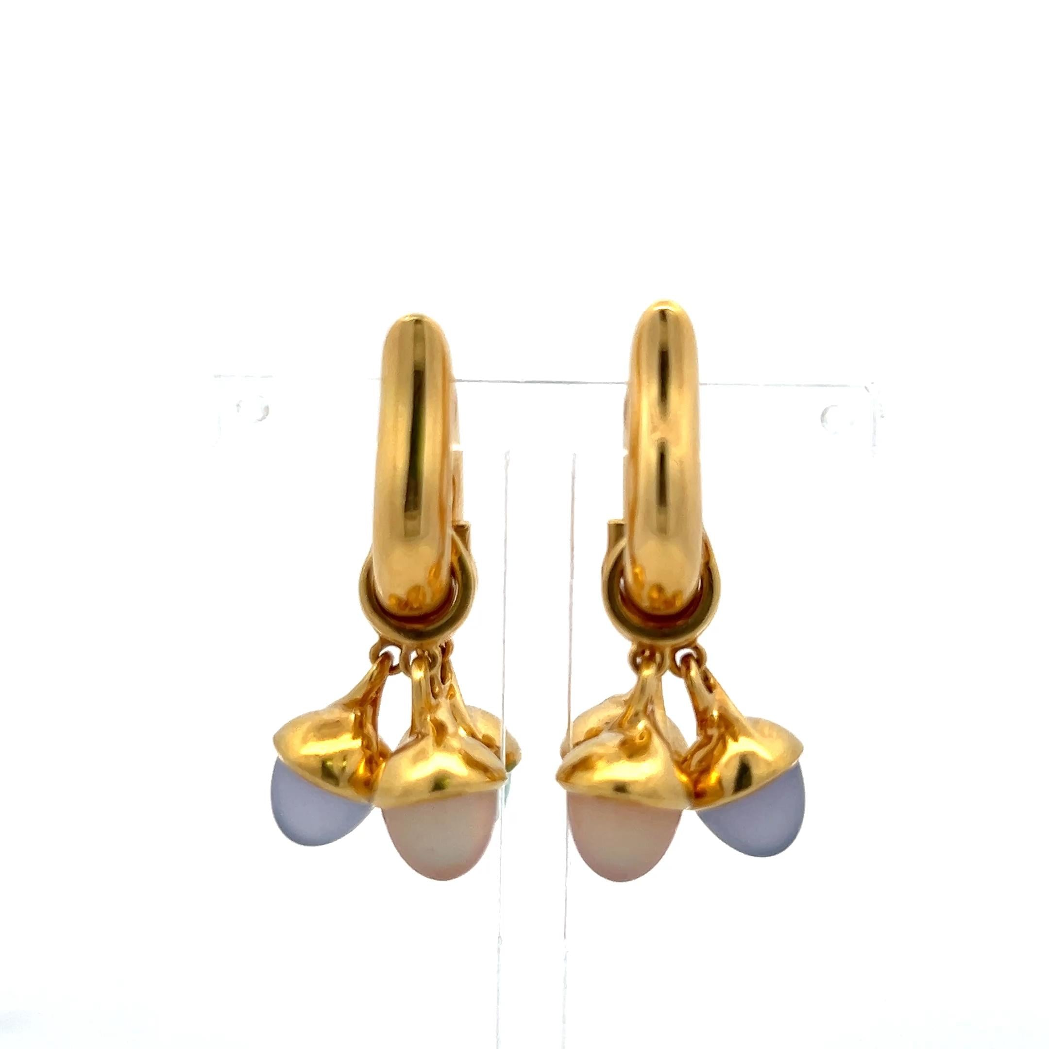 18K Yellow Gold Link Bracelet & Earrings Set with 7.8-9.1 MM Multi Gemstones