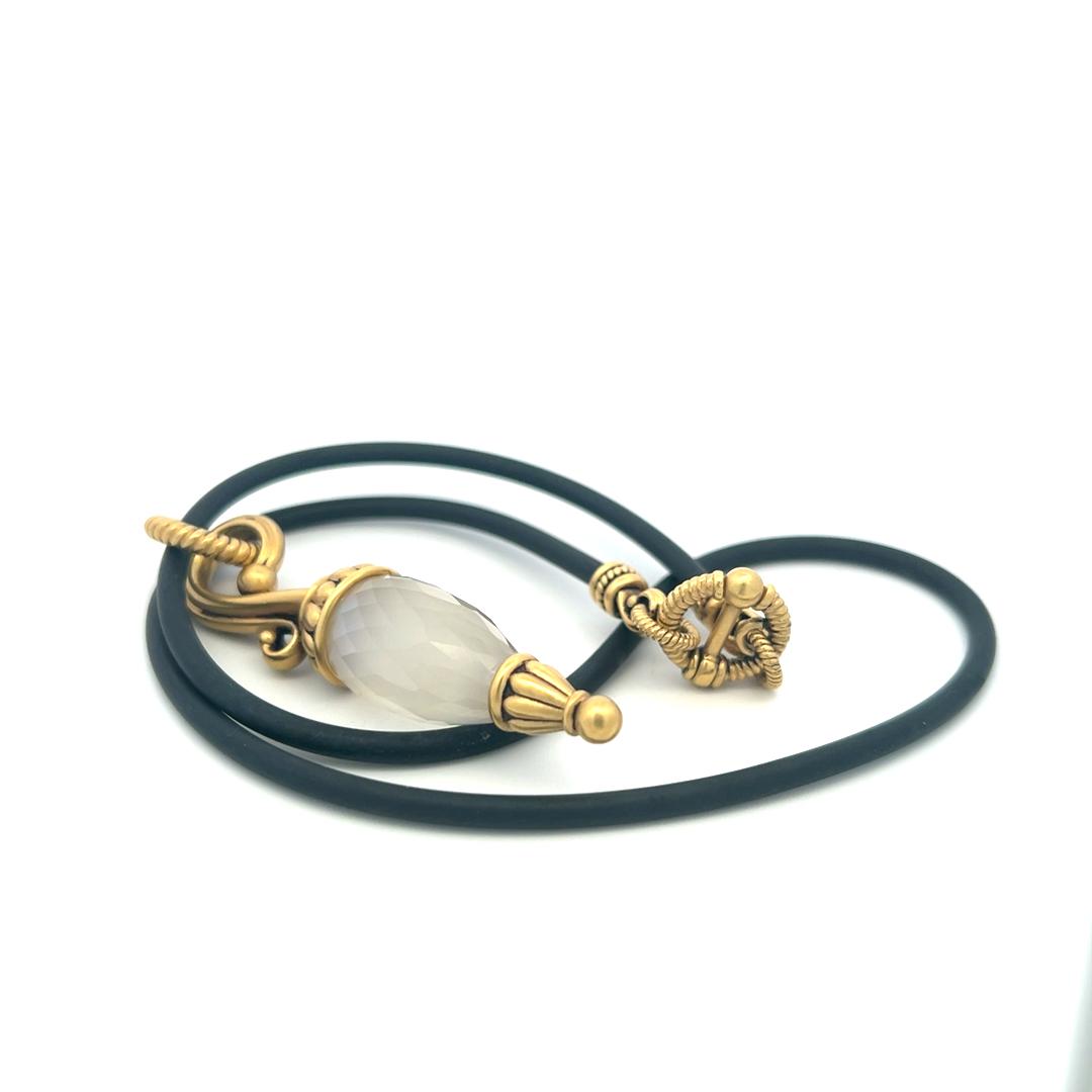 Vintage 18 Karat Yellow Gold Pendant Necklace with 22.3-13.6MM Quartz