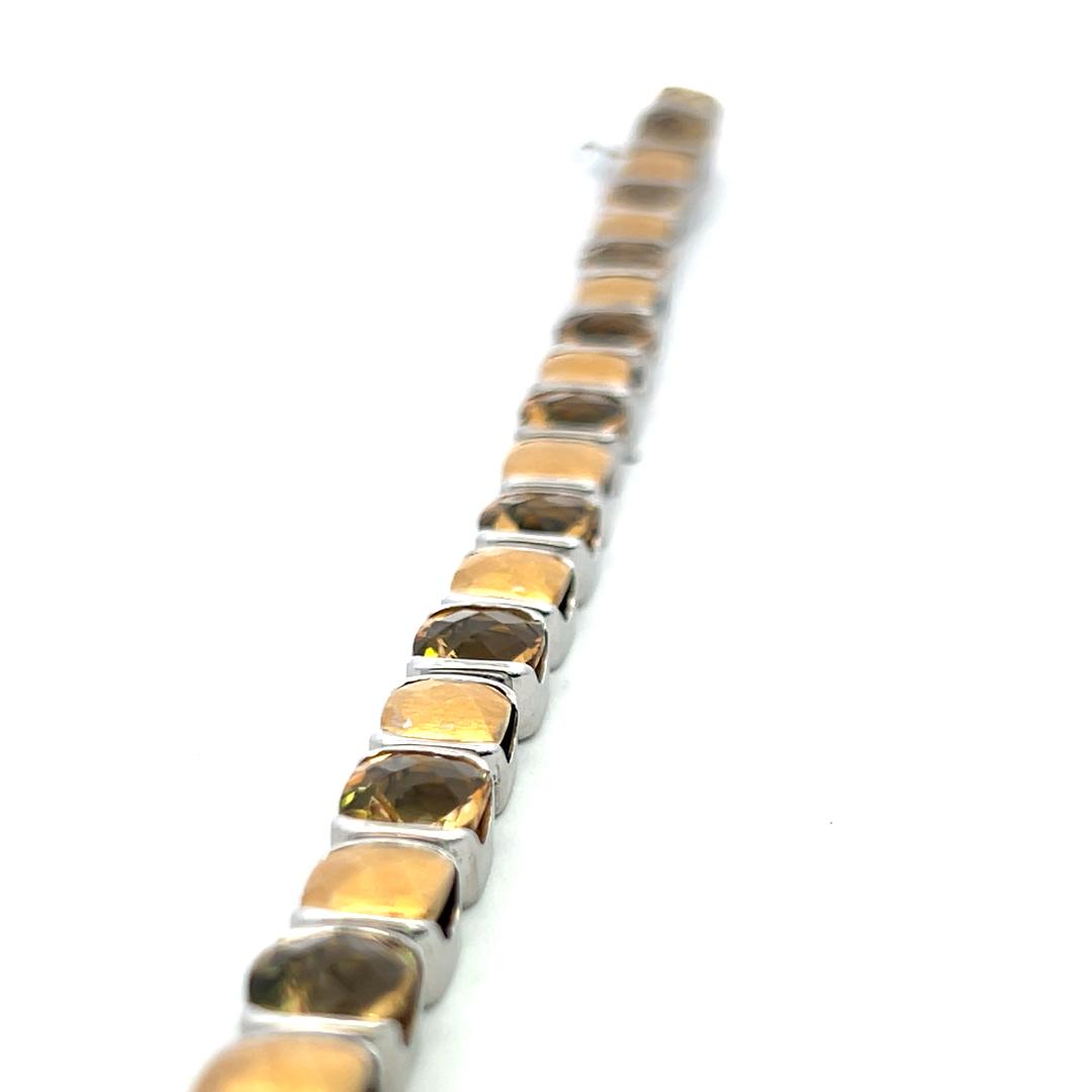 30.00 Carat Citrine 18 Karat White Gold Tennis Bracelet Earrings and Necklace