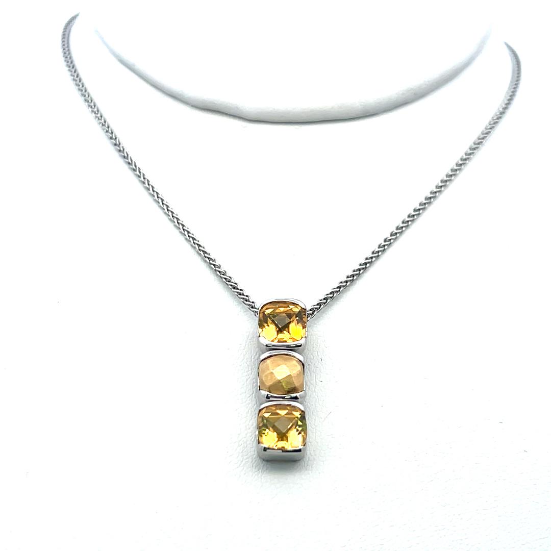 30.00 Carat Citrine 18 Karat White Gold Tennis Bracelet Earrings and Necklace