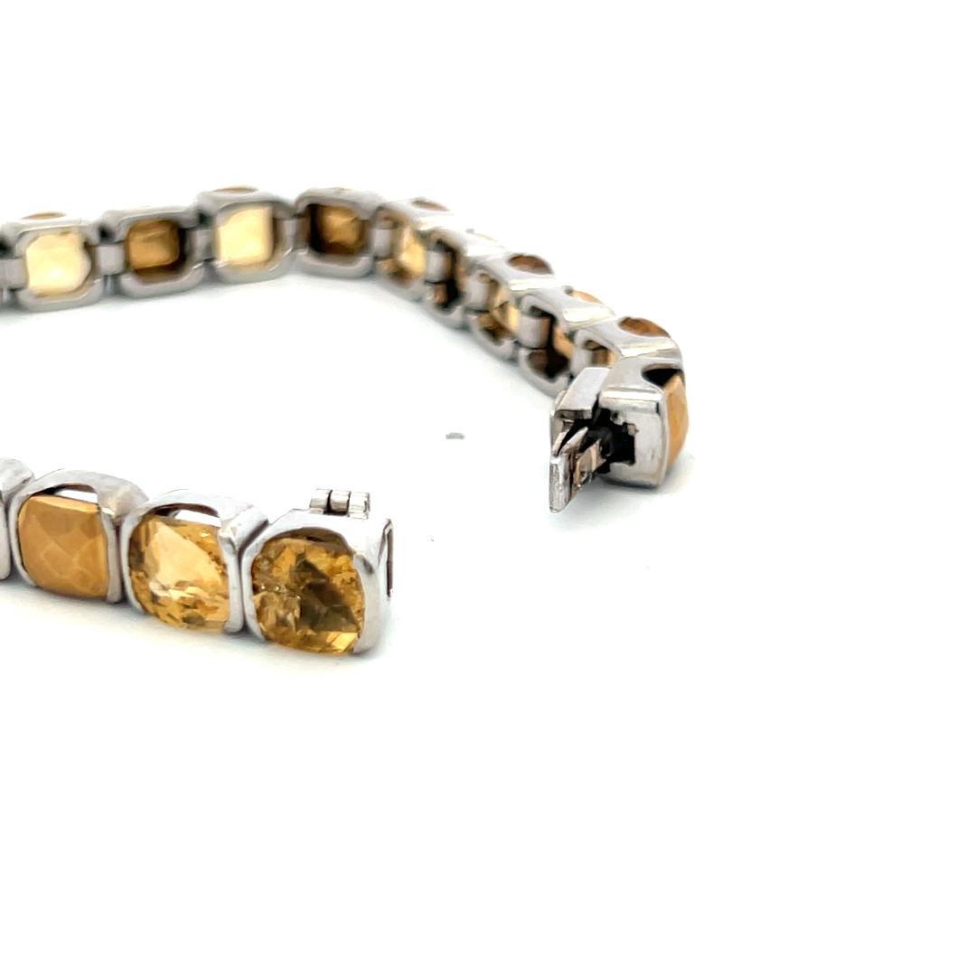 30.00 Carat Citrine 18 Karat White Gold Tennis Bracelet Earrings and Necklace