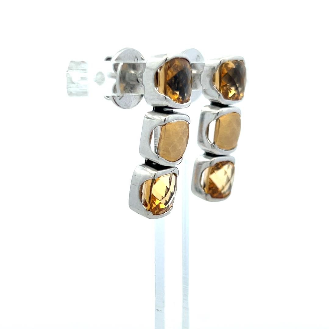 30.00 Carat Citrine 18 Karat White Gold Tennis Bracelet Earrings and Necklace