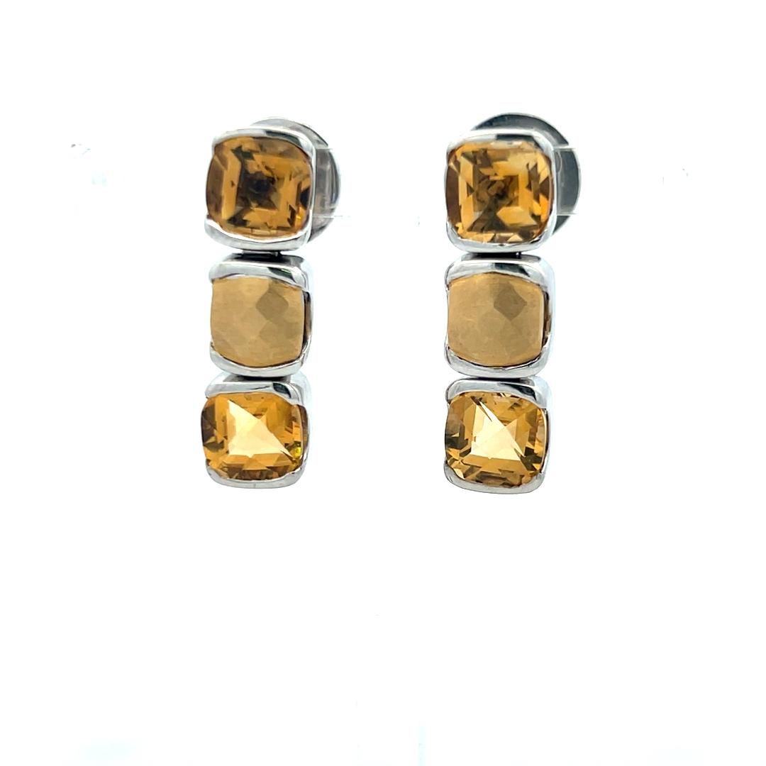 30.00 Carat Citrine 18 Karat White Gold Tennis Bracelet Earrings and Necklace