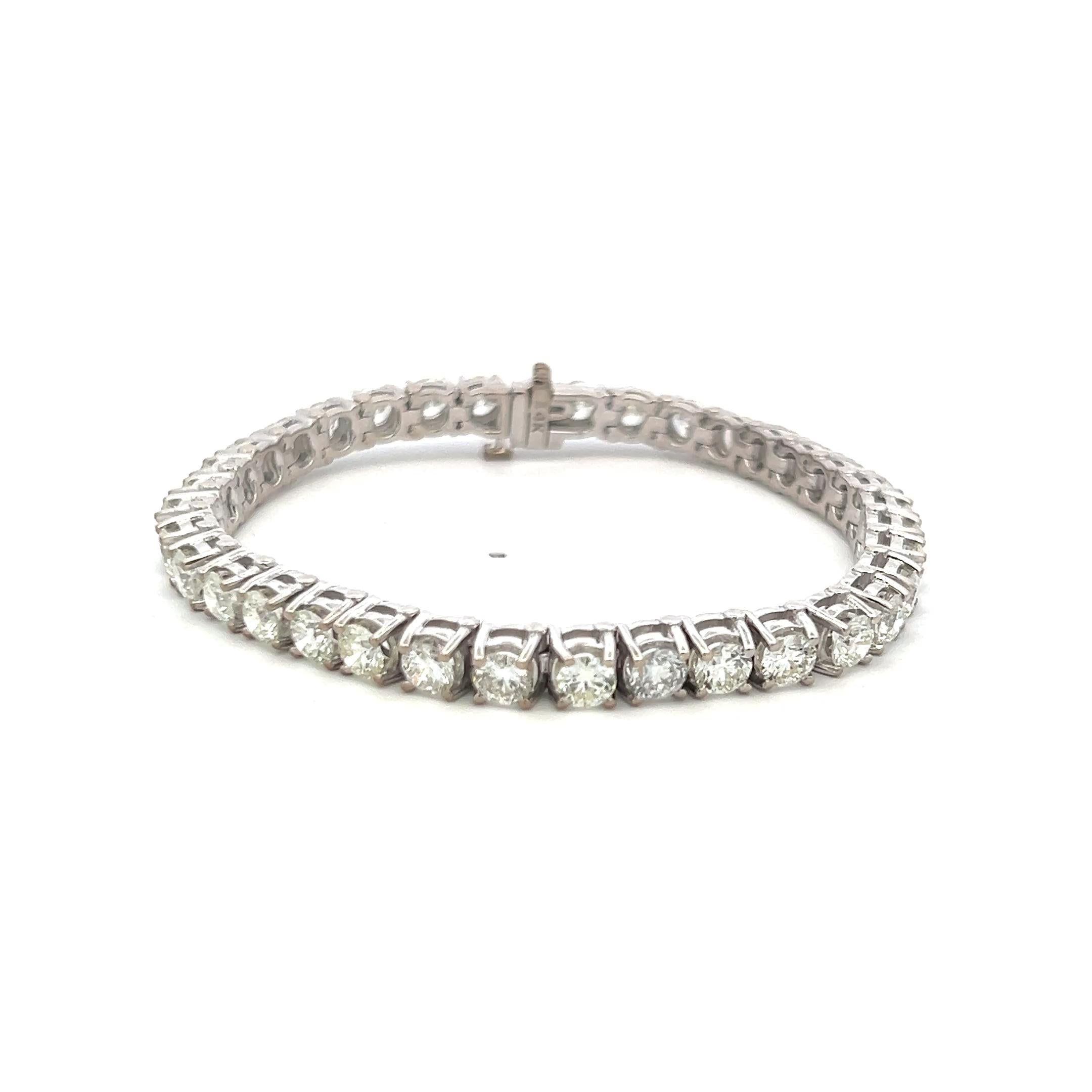 11.50ct Round Brilliant Diamond Tennis Bracelet in 14K White Gold (H SI)