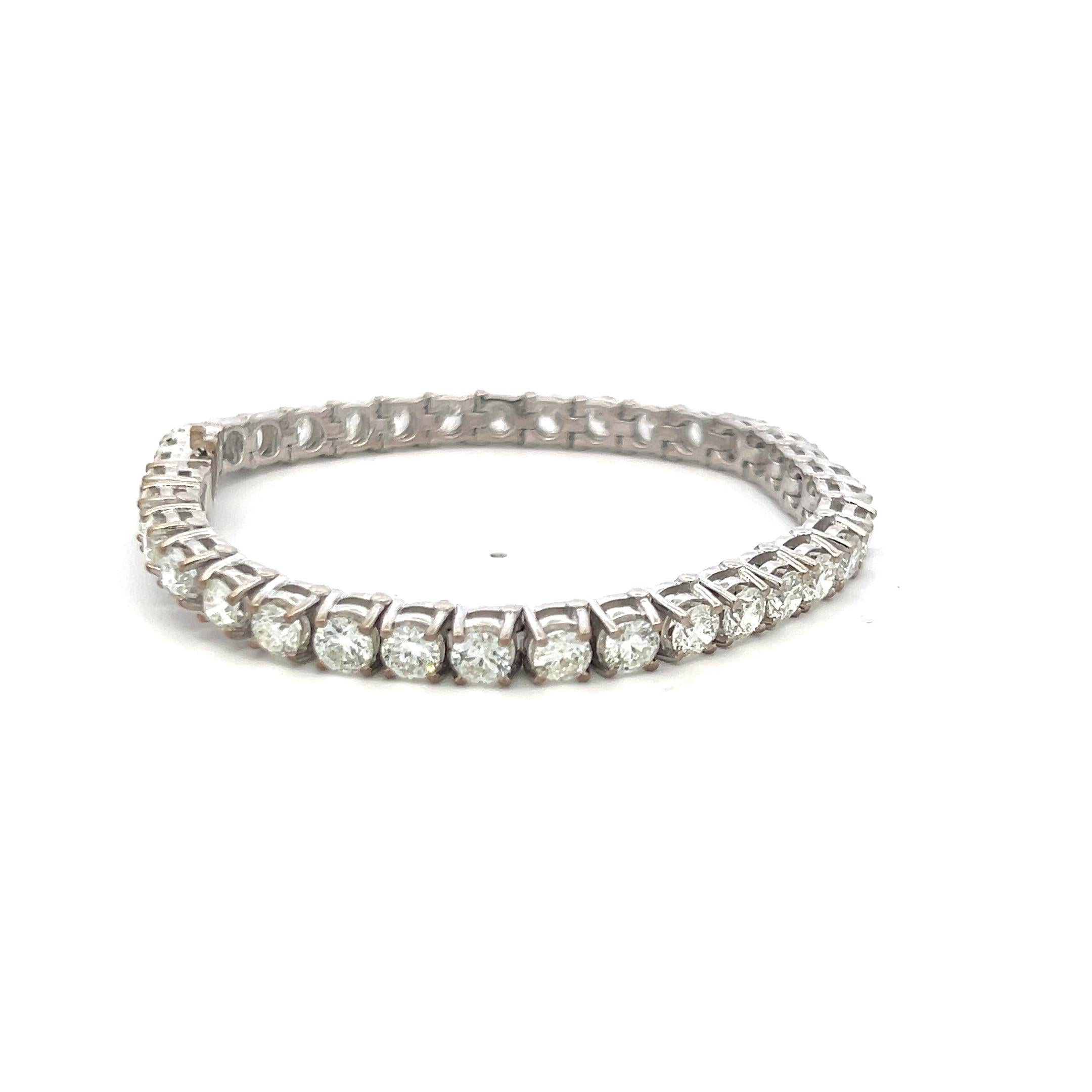 11.50ct Round Brilliant Diamond Tennis Bracelet in 14K White Gold (H SI)
