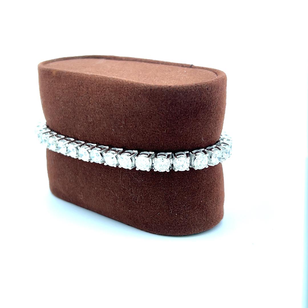 11.50ct Round Brilliant Diamond Tennis Bracelet in 14K White Gold (H SI)