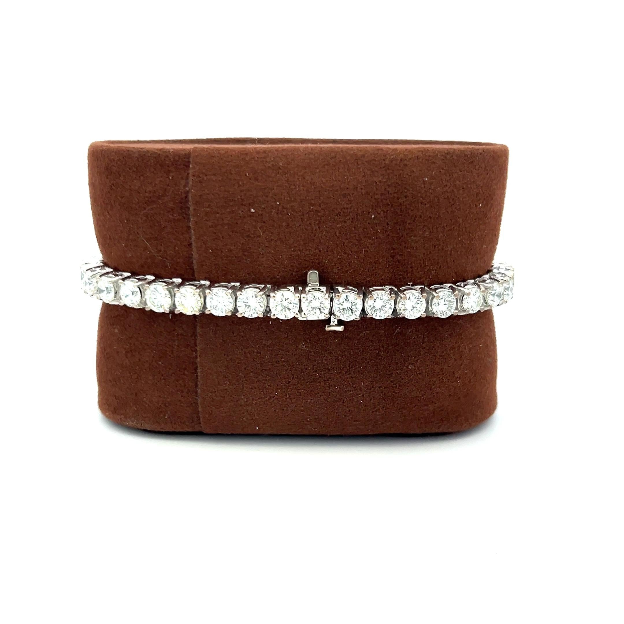 11.50ct Round Brilliant Diamond Tennis Bracelet in 14K White Gold (H SI)