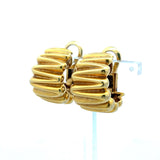 Vintage 28.70 Grams 18 Karat Yellow Gold Ribbed Clip On Earrings