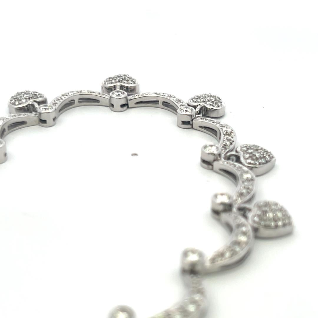 18K White Gold Station Necklace with 9.11 Carat Round G-SI Diamonds