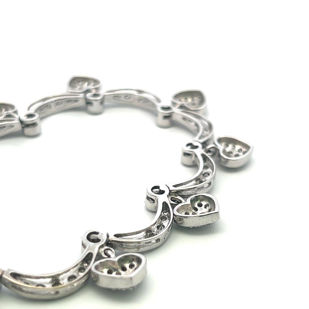 18K White Gold Station Necklace with 9.11 Carat Round G-SI Diamonds