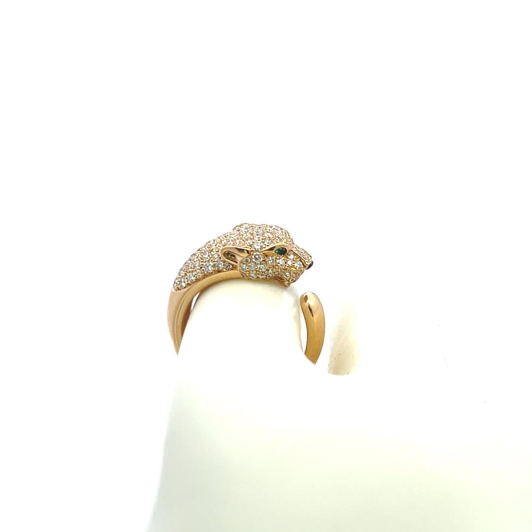 Cartier 1.15 Carat Round Brilliant Diamond 18K Yellow Gold Panthere Ring