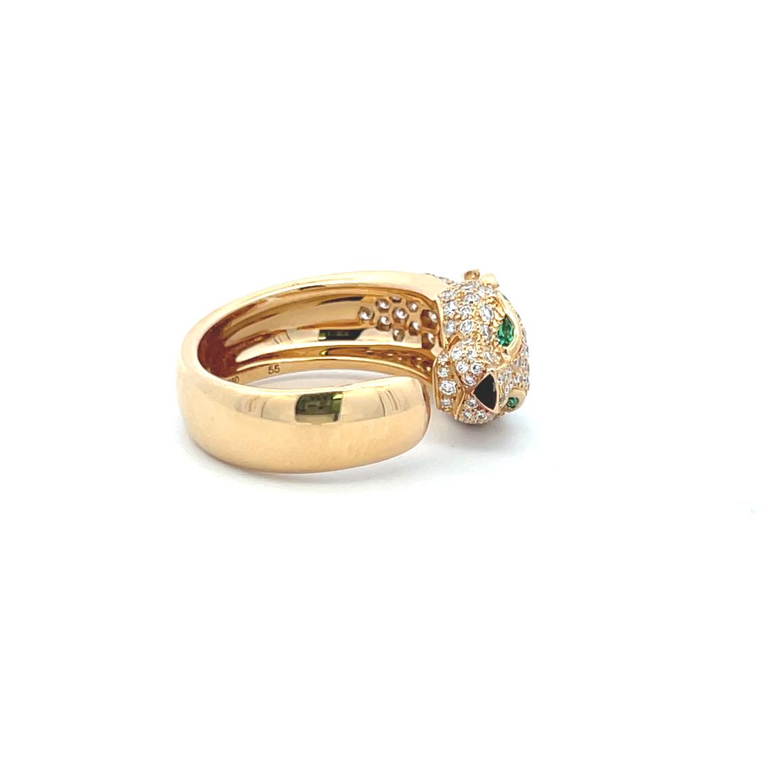 Cartier 1.15 Carat Round Brilliant Diamond 18K Yellow Gold Panthere Ring