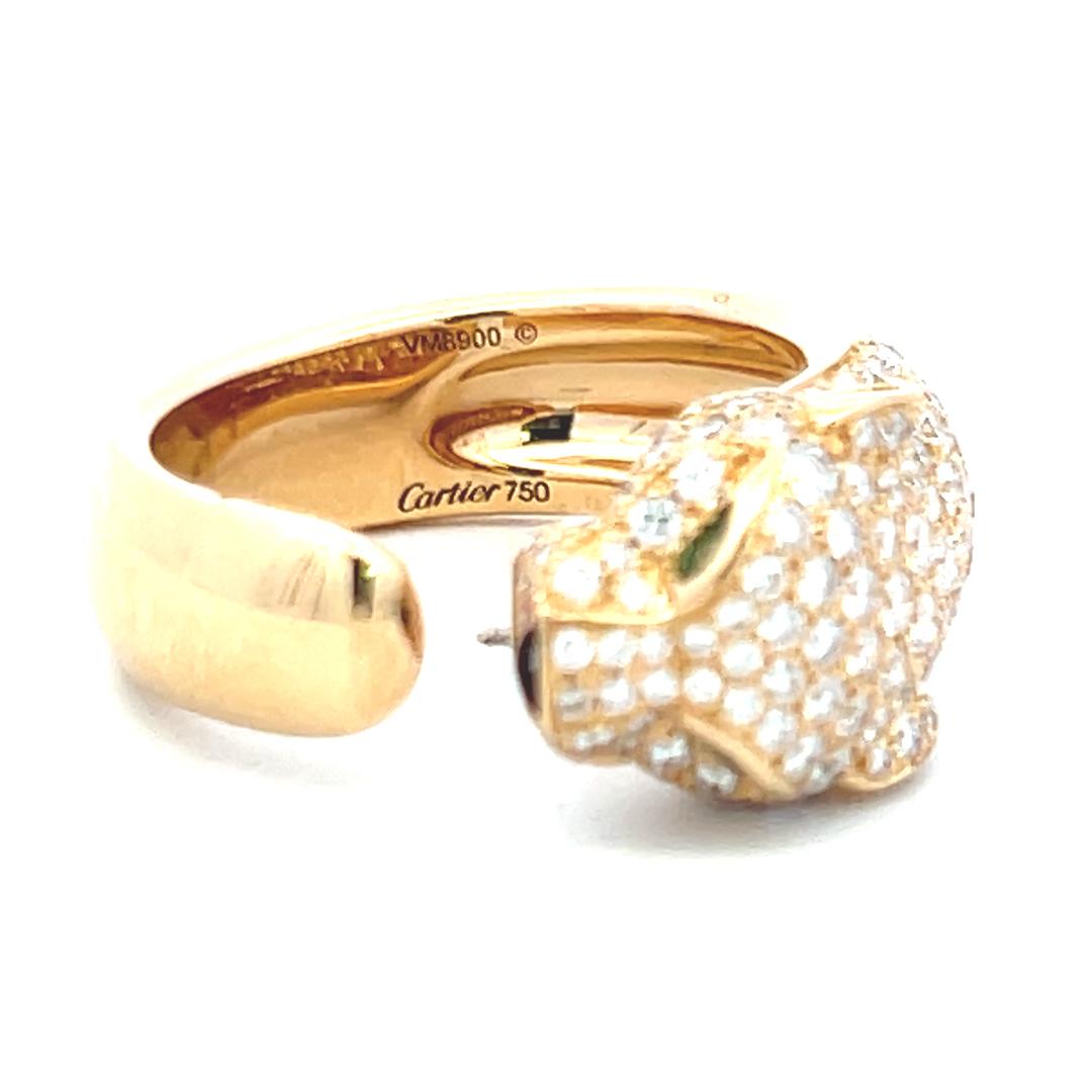 Cartier 1.15 Carat Round Brilliant Diamond 18K Yellow Gold Panthere Ring