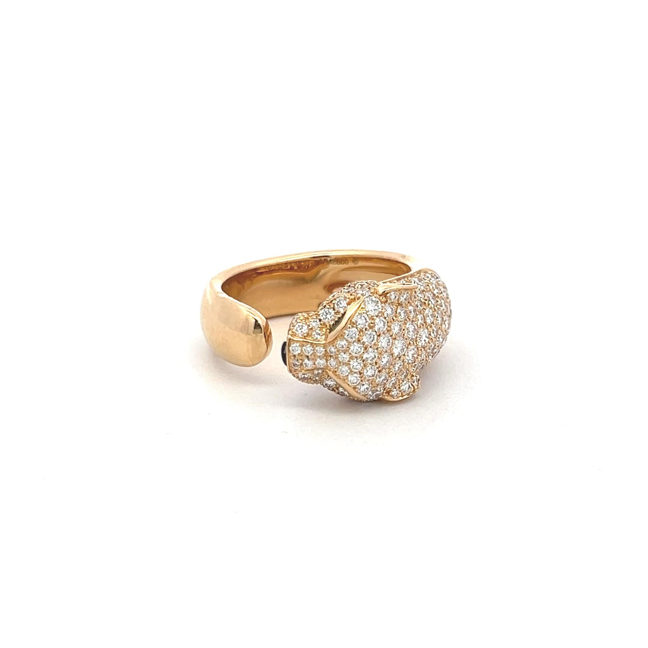 Cartier 1.15 Carat Round Brilliant Diamond 18K Yellow Gold Panthere Ring