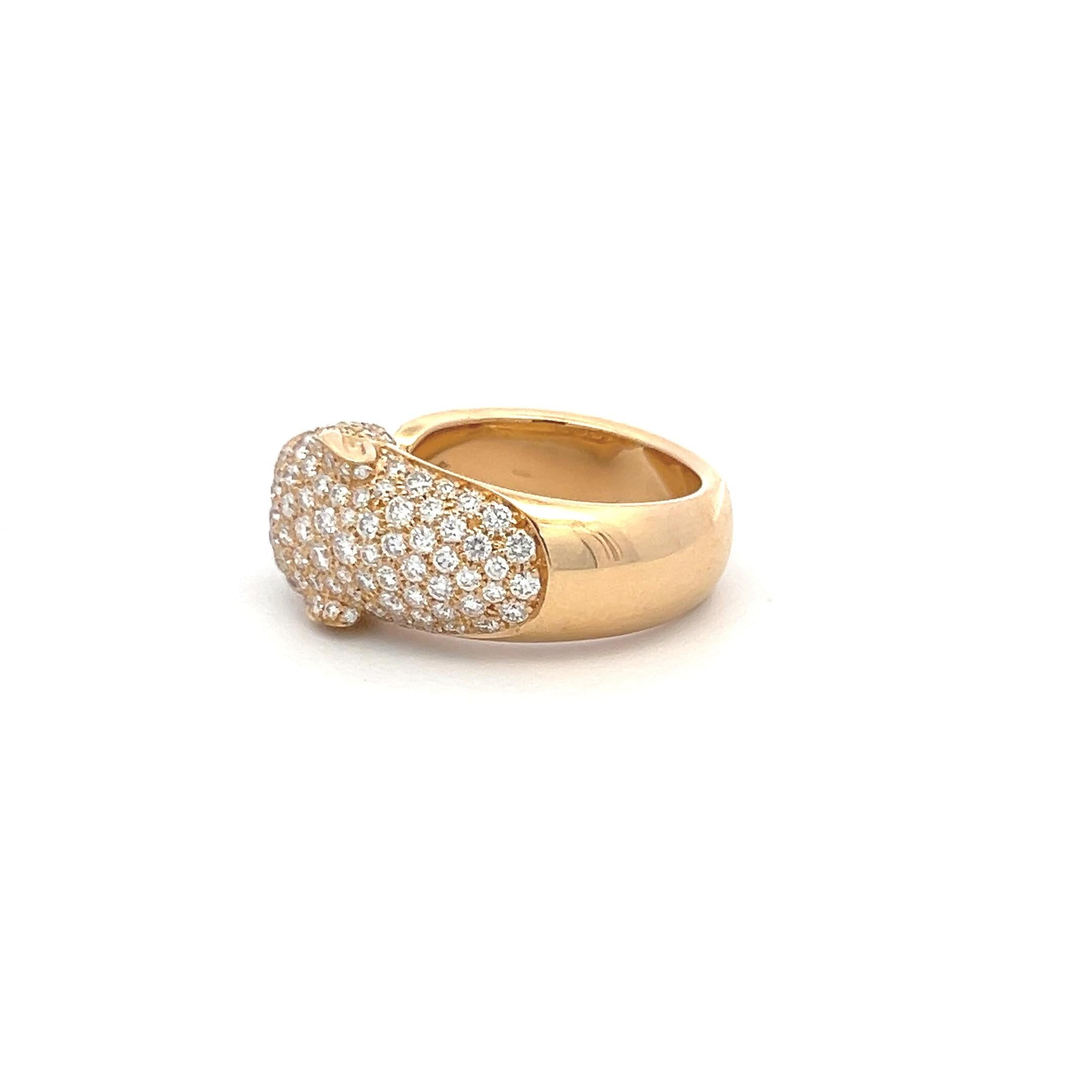Cartier 1.15 Carat Round Brilliant Diamond 18K Yellow Gold Panthere Ring