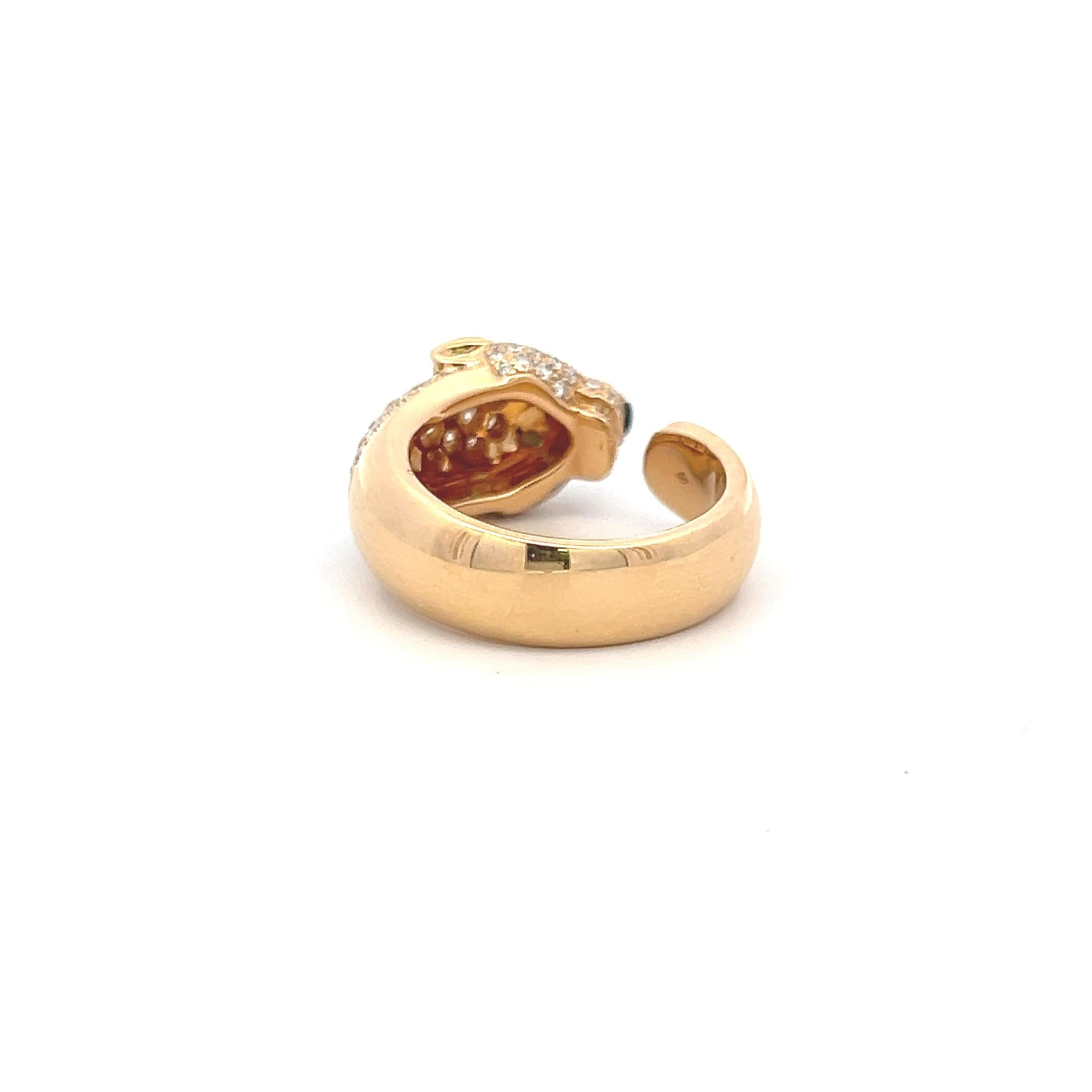 Cartier 1.15 Carat Round Brilliant Diamond 18K Yellow Gold Panthere Ring