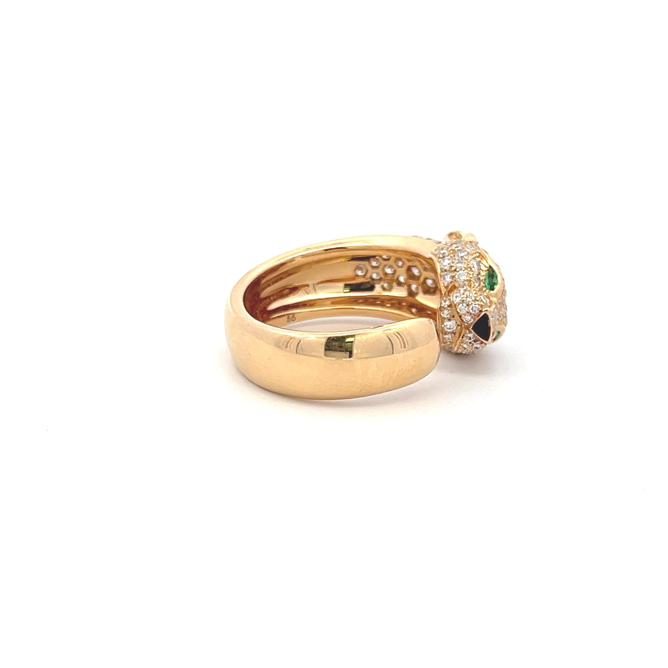 Cartier 1.15 Carat Round Brilliant Diamond 18K Yellow Gold Panthere Ring