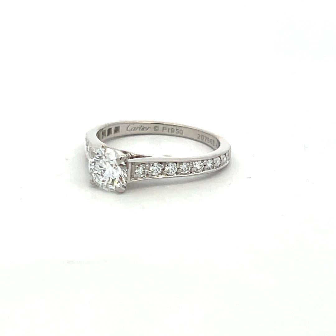 Cartier 0.83 Carat Round Brilliant E VS1 Diamond Platinum Engagement Ring