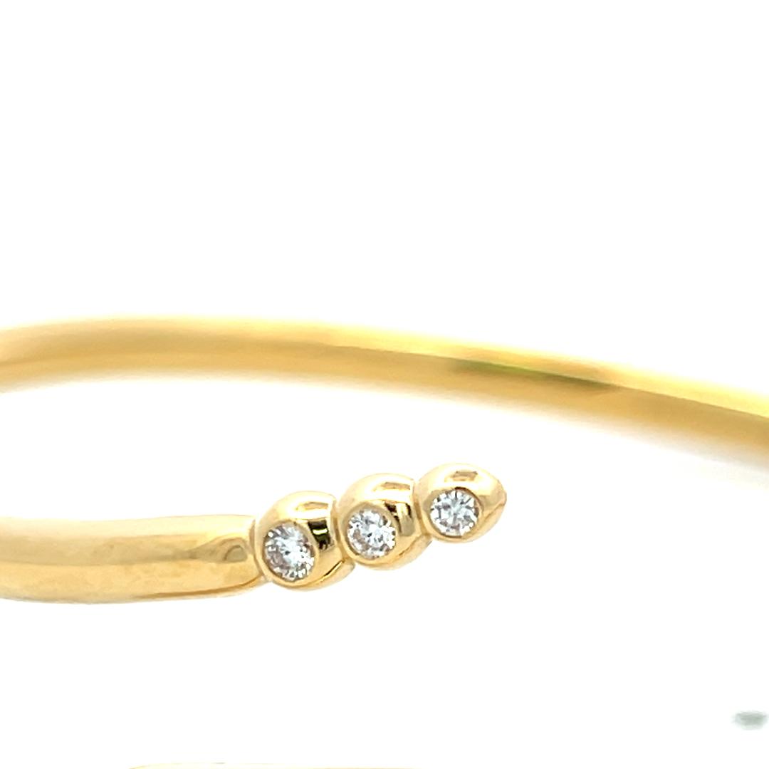 Tiffany & Co 0.06 Carat Round Diamond 18K YG Snake Bangle Bracelet