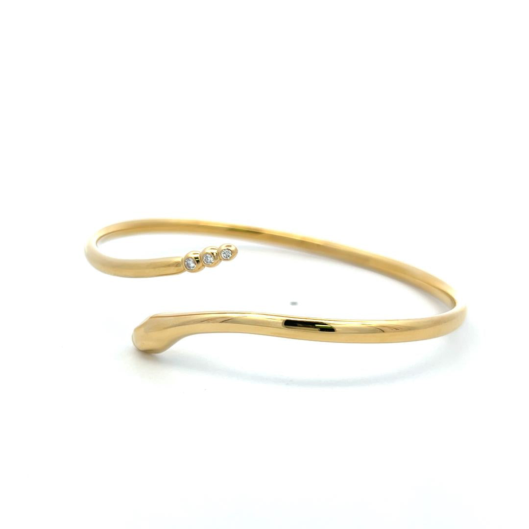 Tiffany & Co 0.06 Carat Round Diamond 18K YG Snake Bangle Bracelet