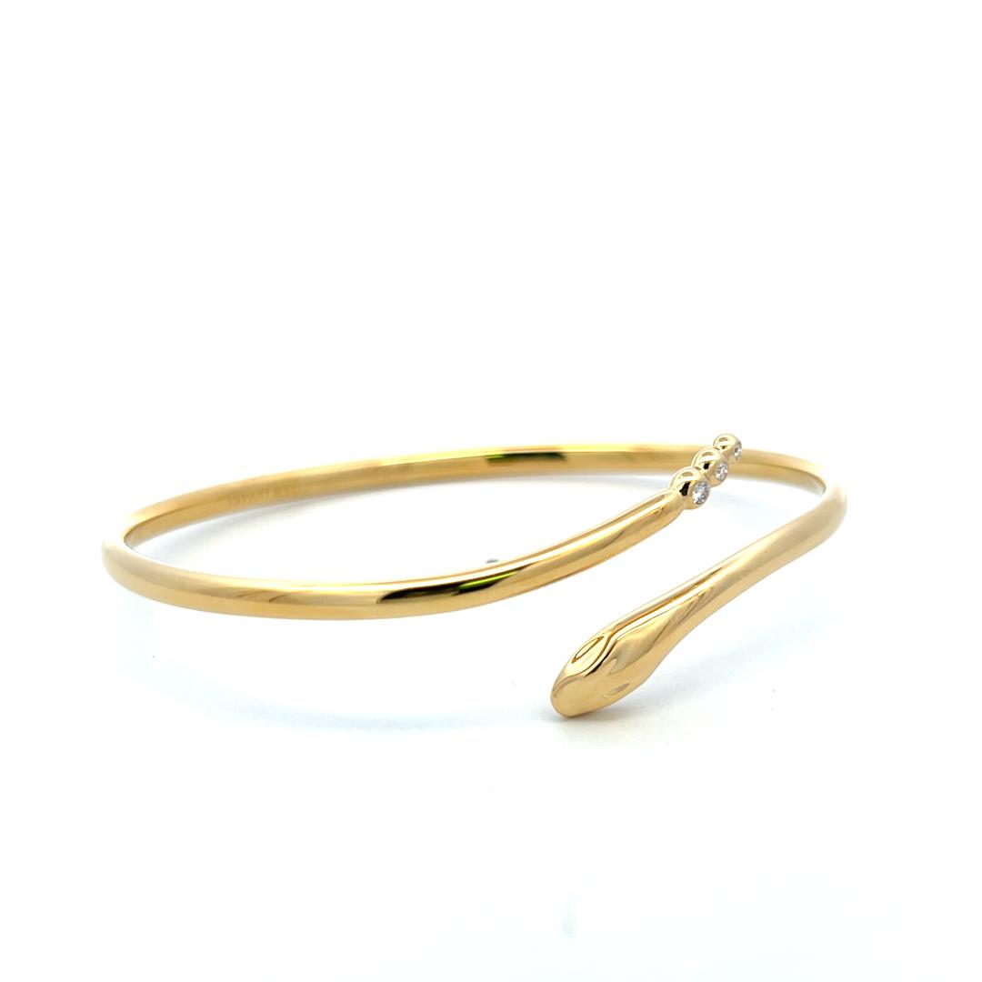 Tiffany & Co 0.06 Carat Round Diamond 18K YG Snake Bangle Bracelet