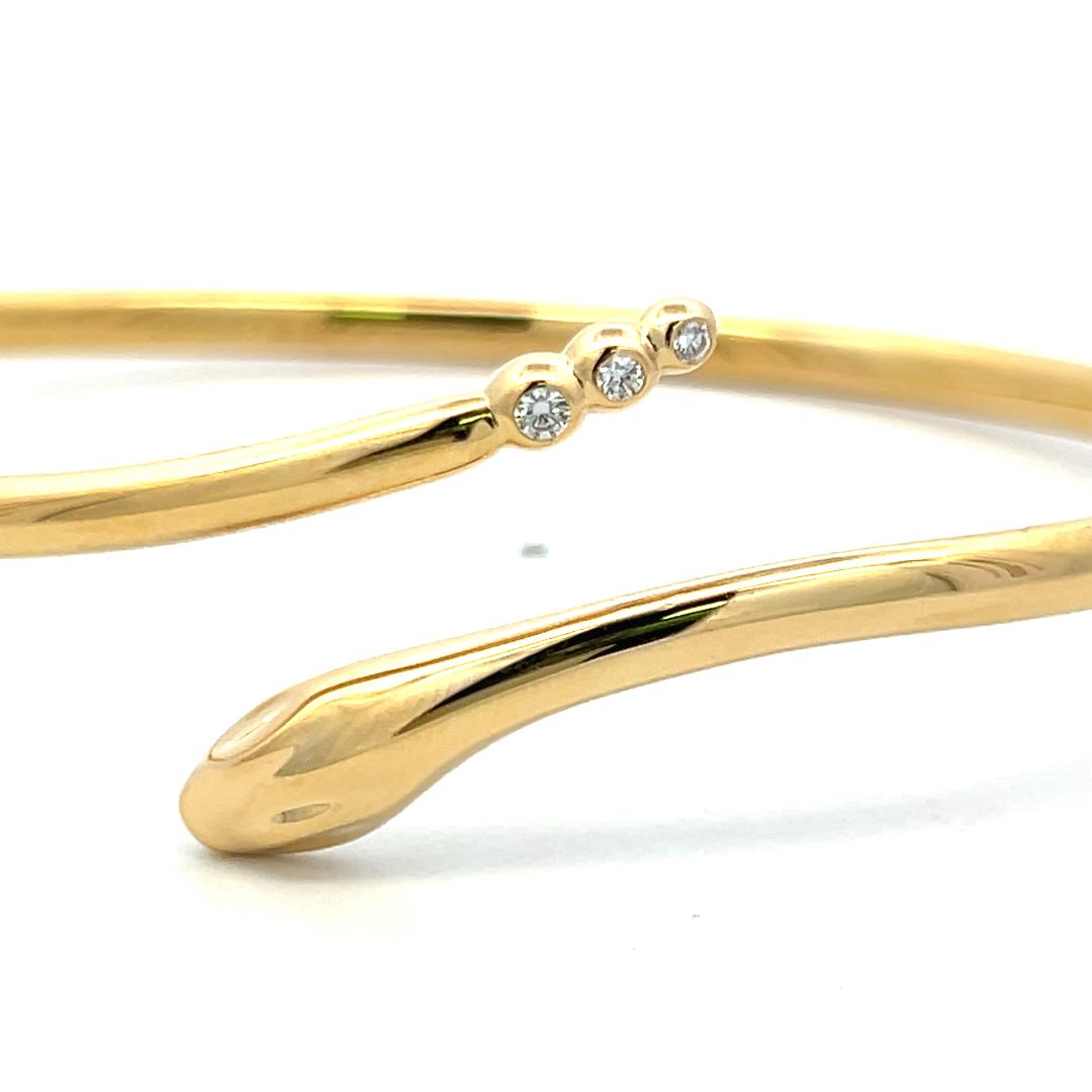 Tiffany & Co 0.06 Carat Round Diamond 18K YG Snake Bangle Bracelet