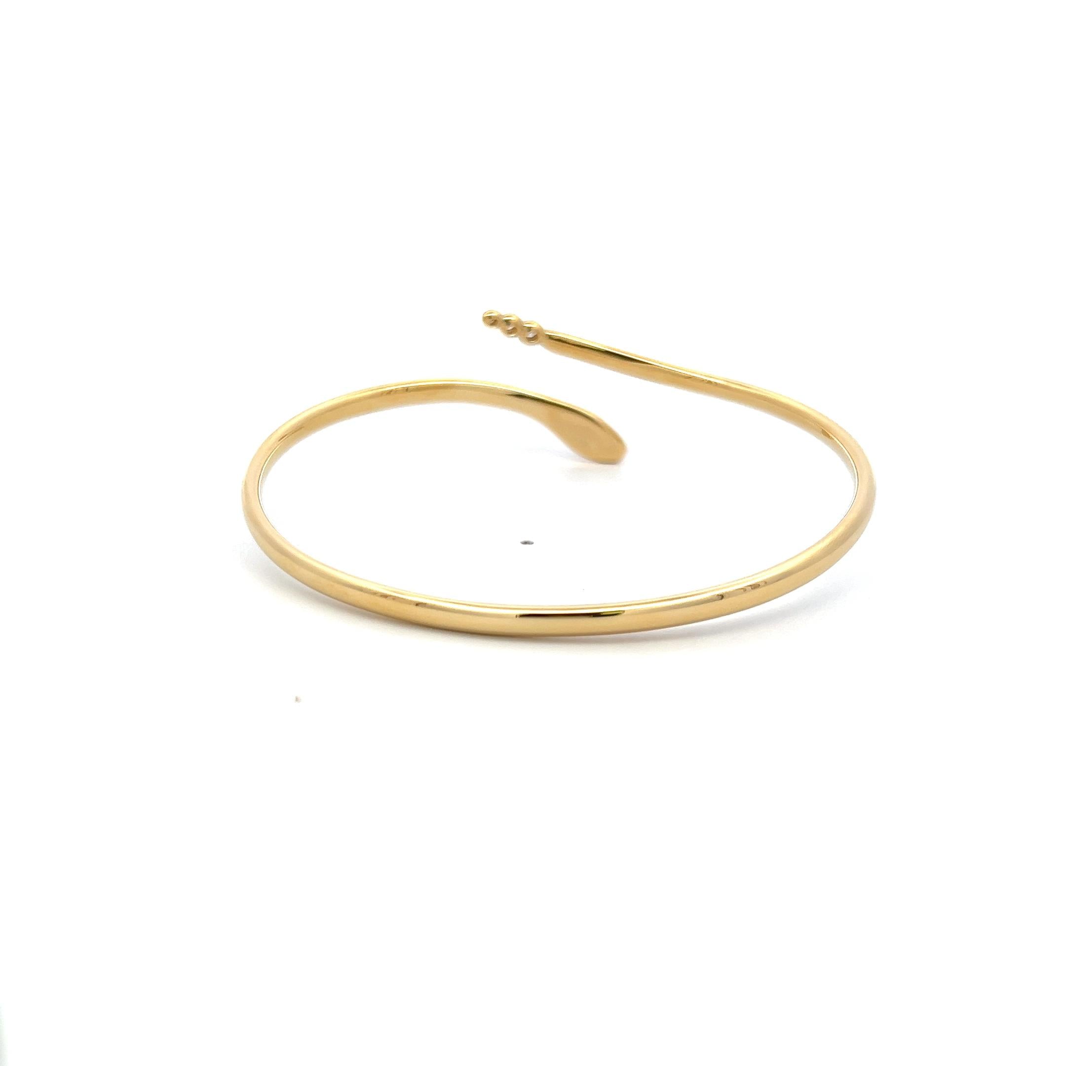 Tiffany & Co 0.06 Carat Round Diamond 18K YG Snake Bangle Bracelet