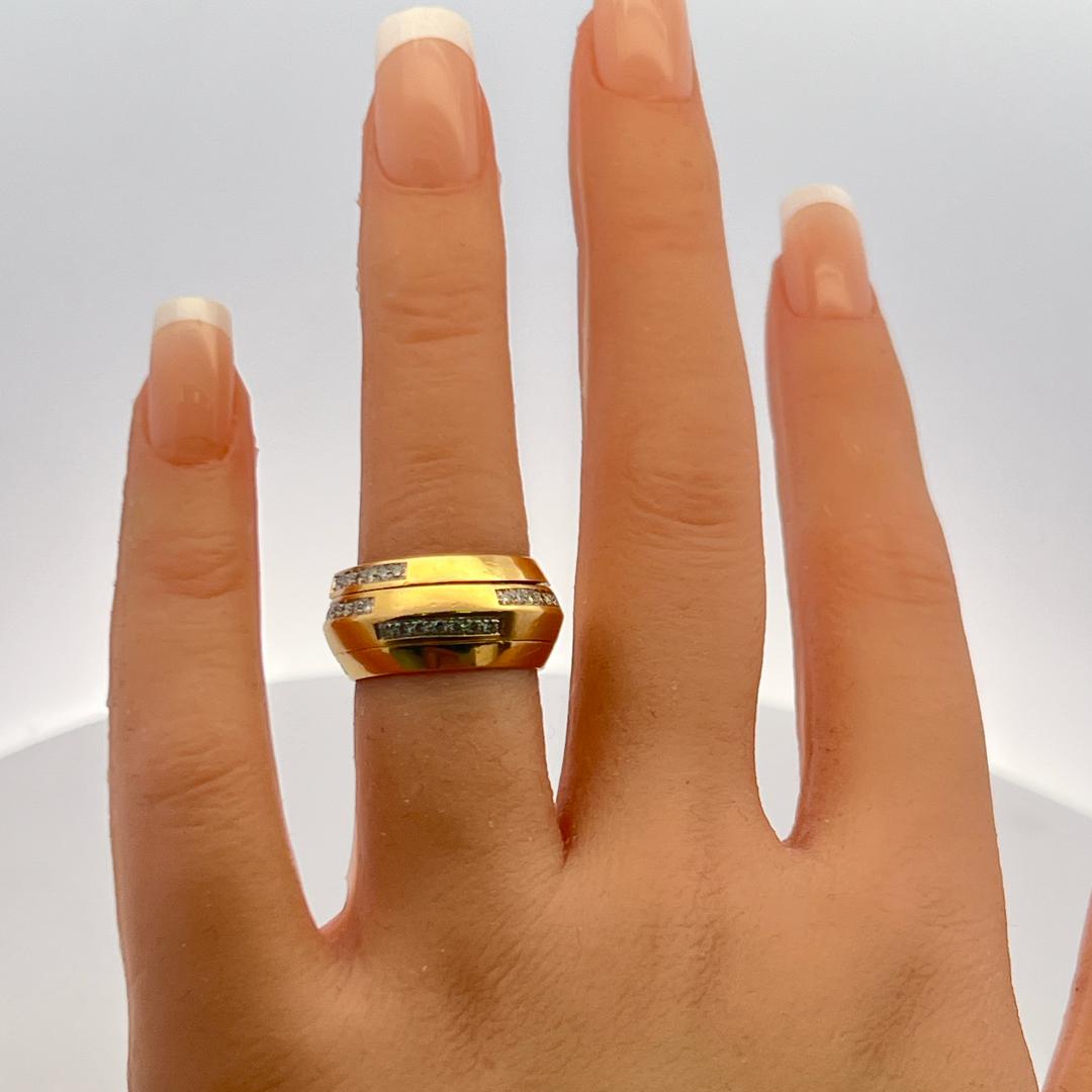 18K Yellow Gold Band Ring with 0.63 Carat Round H-VS Diamonds Size 6.5